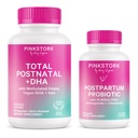 Pink Stārķis Postnatāli Multivitamīni + Probiotikas ar Vegan DHA, Ashwagandha, Dzelzs, Folāts, B12 - Atbalsta Hormonu balanss, pēcdzemdību atgūšana, Gut Health, & Digestion - iepakojumā 2