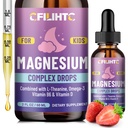 Magnija šķidrie pilieni-magnijs Glicinēt šķidrumu bērniem papildinājums-w/L-teanīns, omega-3, vitamīns B6, D3 - miegam, relaksācijai, smadzenēm, kauliem - 2 Fl Oz Bērnu kalm, zemeņu Flavor