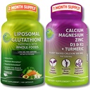 STUDIO Liposomālais Glutations 500mg Bagātināts ar organisku pilnvērtīgu pārtiku + uz augiem balstīts kalcijs, magnijs, cinks, D3 & K2 ar turmeriku – vegans, ne-ĢMO, tīrs ikdienas labsajūtas atbalsts