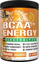 EVL BCAAs Aminoskābju pulveris - BCAA Energy pirms Workout Pulveris muskuļu atgūšanai Lean izaugsmi un izturību - Rehidratizē pēc Workout atgūšana Dzēriens ar 6 Key Electrolytes - Orange Mango