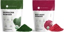 Kate Naturals Organic Spirulina pulveris un biešu saknes pulvera paka
