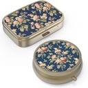 Pill Case Pill Box with Mirror Retro Small Pill Case for Purse or Pocket Bronzas Pill Box or Vitamīni, Zivju eļļa, Papildinājumi, Pill Containe Travel Dāvanas(2PCS)