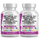 Tīra Nutraceuticals piena dadzis NAC Chanca Piedra Bišu saknes Artichoke Dandelion Sakne - Aknu tīrīšanas papildinājums Plus TUDCA Holīna un ingvers - 2Pack