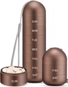 Zannaki metāla mitruma Proof Weekly Pill organizators, Stackable Aluminum Sakausējuma BPA Free Travel Pārgājiens 7 Day Pill Box Kaste ūdensizturīgs un liels iecirknis turēt tabletes, vitamīni, zivju eļļa, papildinājumi