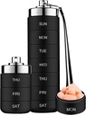 Mossime Metal Pill Organizators Weekly, Stackable Waterproof Travel Pill Box, Largh Aluminum Sakausējuma maisiņš Konteiners, BPA bezmaksas 7 Day Medicine Organizators vitamīnu, zivju eļļa, Papildinājums