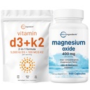 Mikro Sastāvdaļas D3 vitamīns 5,000iu + K2 100mcg Softgeli & magnija oksīds 400mg barbe Pack