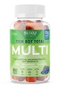 SUKU Teen Boy Multivitamīnu Gummies – Vitamīni A, B12, C, D3, E, Cinc & Biotin – Bezcukura Veģetārs Papildinājums enerģijai, izaugsmei, Imūnās un kaulu veselība – Vīnogu Flavor – 60 Skaits