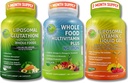 Dienas Imūnais, antioksidants un enerģijas atbalsts Bundle – Liposomālais Glutations 500mg ar visu pārtiku + Liposomālais vitamīns C 1100mg Šķidrais gels + Vegan Viss pārtikas multivitamīns bez dzelzs