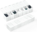Nedēļas mazu plātņu organizētājs, 7 dienu plātnītes, ikdienas vitamīnu kauss Medicīnas kaste, Pillu konteineri medicīnas papildinājumi Zivju eļļa(2Pcs, White)