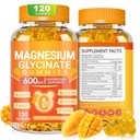 Magnijs Glicināt Gumijas 600mg, Bezkošļājamā kālija magnija Gumijas ar magnija glicinātu, D vitamīns, B6 un CoQ10 miegam, relaksācijai, smadzenēm un muskuļiem, 120 grādos