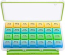 BUG HULL Mēneša Pill organizētājs, mitruma-Proof liels 28 dienu Pill kaste ar noņemamu 4 nedēļas Pill Case Rindas, Medicine Pill organizators, Travel Pill organizators ar vienu mēnesi Pill konteineru vitamīnu
