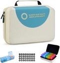 Drop-Proof ikmēneša Pill organizētājs 3 reizes Diena, 30 Day Travel Pill Box Organizators ar 32 Dienas iecirkņiem, Medicīna Organizators kaste vitamīnu, zivju eļļa, papildinājums (Beige)