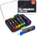 BEXEEN Weekly Pill organizētājs 2 Reizi dienā - Pill Box 7 Day Am Pm - Travel Medicine Organizators Divas reizes dienā Vitamīnu turētājs Portatīvais papildinājums Case Nedēļa Morning Night Med Dispenser Noņemams konteiners