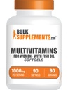 BulkSupplements.com Multivitamīnu sievietēm Softgels - Daily Multivitamīnu Papildinājums, Multimineral sievietēm ar zivju eļļu - bez lipekļa, 1 Softgel per Serving (1000mg), 90 Count (1. iepakojums)