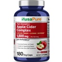 NusaPure Apple Cider Vider Complex 1500 mg 180 Veg Caps Piemērots veģetāriešiem un vegāniem, ne-GMO
