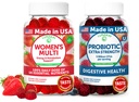 Lunakai ASV Ražots sievietēm Multivitamīnu un probiotikas Gumies Bundle – 16 Multi Vitamīni un probiotikas gremošanas atbalstam – 60ct Katrs