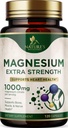 Magnija minerālu papildinājums 1000 mg - augstas potences magnija citrāts kauliem, sirds veselībai, nervu un muskuļu atbalstam, dabas magnija komplekss visa ķermeņa atbalstam, pudelēs ASV - 120 kapsulas