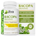 Jiva Botānika Bacopa Monnieri Papildinājums Tīrs 1000mg uz vienu Kalpotāju - Augsta potence Bacopa Monnieri (Brahmi) & ekstrakts Normal smadzeņu, Focus, & Memory Support - Ayurvedic Herbs - 60 kapsulas