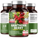 N1N Premium Howthorn Berry Capsules [Max Strength, 2660mg] All Natural Hawthorn Extract papildinājums, lai atbalstītu Immunity, 120 vāciņi