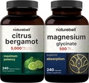 NatureBell Magnija glikolāta kapsulas 500mg un Citrus Bergamot Veggie kapsulas 5000 mg ekvivalents paciņas iepakojums