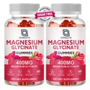 Magnijs Glicināt Gumijas 400 mg ar 100 mg kombinētā magnija - Helāts Magnija Kālija Papildinājums ar vitamīnu D, B6 Atbalsta Mierīgs, Miega, Atmiņas un Muskuļu Krampji, Bez Cugara - 120 Gumijas