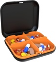 Pill Box Portable Pill Dispensing Box, Travel Portable Pill Box, 4-Compartment Daily Portable Pill organizators, Piemērots vitamīniem, zāles, zivju eļļa (melns + oranžs)