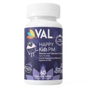 VAL Happy Kids PM - Miega atbalsts bērniem ar magniju, melatonīnu, B6 un C vitamīnu - bez cukura Košļājams - zileņu jogurts Flavor - non-GMO, bez lipekļa - 60 tabletes -laiki 4+