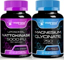 Nattokināzes papildkapsulas - 5000 FU - Magnija Glicināta kapsulas 750 MG