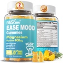 Bezcukura magnijs Glycinate Gummies 400mg ar Ashwagandha, B1, B3, Rhodiola Rosea & Saffron atbalstam Atpūta, Mood & Calm Magnija Gumies pieaugušajiem, košļājamā magnija papildinājums, Vegan, 120Ct