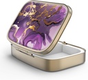 Pill Case Pill Box with Mirror Retro 2 Iedalījums Mazs Pill Case for Purse or Pocket Bronzas Taisnstūrveida Pill Box vai Vitamīni, Zivju eļļa, Papildinājumi, Pill Containe Travel Dāvanas (Zelts Marble)