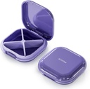 Mazs tabletes kaste, Travel Pill Box, Portable Pill organizētājs, Pill Konteiners kabatai 4 Iedalījumi, Daily Compact Travel Medicine turētājs vitamīnu Zāles (Purple)