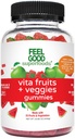Jūtieties labi Superfoods Vita Augļi un Veģetatīvās piedevas, Multivitamīnu Augļu un Dārzeņu Gumijas, 25 Augļi un Dārzeņi, Arbūzs un Ābolu Flavors, Vegan, Ne-GMO, 60 Skaits