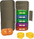 Nedēļas piltuve Organizators 2 reizes dienā, Mitruma proof, Atdalāmie iecirkņi, AM PM Pill Box 2x 7 diena, Travel Pill Organizators cilpiņām/zivju eļļai/medikamenti/vitamīnam/pielikumi (melns + krāsains)