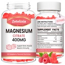 2 Iepakojums Magnija citrāts Gummies 400MG, Augsta Absorbcija Magnija Gumijas pieaugušajiem, Muskuļu un zobu atbalsts, Vegan 120 Cts