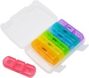 EZY DOSE Weekly (7-Day) Daily Medtime Pill Organizatora Case, Vitamīnu Plānotājs un Medicīna Konteiners, Noņemams Liels Pop-Out Individuālie iecirkņi, 3 reizes dienā, Travel Friendly, Varavīksne, BPA bezmaksas