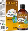 Kiddivit Baby Multivit Liquid Drops with Inulin - 48 Daily Serviss, 4 Fl Oz (120ml) - Stikla pudele - bez cukura, bez lipekļa, veģetārs Draudzīgi