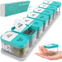 Extra Large Weekly Pill Organizators - XL Vitamīna turētājs ar 7 Atdalāmiem AM PM iedalījumiem - Portable Medicine Dispense for Home and Travel, Big Supplement Container for Weekly or Daily Use, Piparmētra