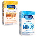 Enfamil Poly-Vi-Sol un Fer-in-Sol Drop Iron Liquid Drop Multivitamīnu piedevas zīdaiņiem un toddlers, 2x50 ml Dropper pudele