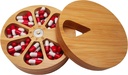 fashciaga Bamboo Wood Daily Weekly Vitamīni Medicīna Tabletes Organizators Case Box,Kitchen Salt Garšvielu pakaramie Konteineri,Zemes gredzens Juvelierizstrādājumi Dekoratīvā kaste (liels)