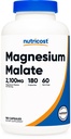 Nutricost Magnija malāts 2100mg, 180 Kapsulas - Veģetārs, ne-GMO, nesatur lipekli