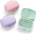 MEACOLIA 3 Iepakojums 8 Iedalījumi Travel Pill organizētājs, Daily Pill Case Small Pill kaste kabatā Purse, Portable Pill Container Medicine Vitamīnu organizators (Purple, Green, Pink)