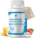 5–in–1 Magnija komplekss Papildinājums ar vitamīniem un augu ekstraktiem, 30 dienas Apgādā ar magnija glikonātu Citrāts malāts Taurate Oxide for Calm Kaulu muskuļu enerģija Kortizola līdzsvars, Vegan