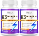 ZELSO (2 Pack K3 Minerāls Svara zaudēšanas tabletes sievietēm un vīriešiem, K3 Minerāls Tabletes - K3 Sāls Minerāls, Vitamīns + K3 Kapsulas Papildinājums Keto Svara zudums - 2 mēneši Piegādes