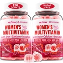 (2 Iepakojums) bez cukura Metilēti multivitamīni sievietēm Gumijas ar kalciju, D3 K2, inozitolu, folātu, biotīnu, dzelzi, A, C, E, B vitamīnu kompleksu - multivitamīni un minerālvielas - enerģija, imūna, kaulu - vegāna