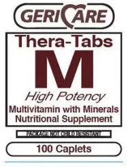 1163913 PT# 621-13 Thera-Tabs M Multivitamīnu Multiminerālu Tabletes Pieaugušajiem 100/Bt Zāļu ražotājs Geri-Care