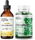 Savvaļas un bioloģiskie Mullein pilieni 4 oz & Chlorophyll Gumies 60 košļājamās rotaļlietas