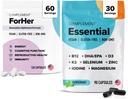Papildinājums Herer & Essential Vegan Multivitamīnu Bundle – 30 dienu Sieviešu labsajūta Atbalsts ar Omega 3, B12, D3, Dzelzs, Folāts & More – Enerģija, Imunitāte un Hormonālais līdzsvars