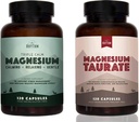 Dabiskais ritms Diena un nakts Bundle - Trīskāršs Mierīgs Magnijs 150mg, 120 Kapsulas + Magnija Taurāts 750mg (150mg Elementārā magnija) 120 Kapsulas