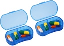 2PCS Pill Case organizator Kabatas mazais Pill turētājs, Daily AM & PM Konteineri, Medicīna turētājs, Ideāli piemērots zālēm, Vitamīnu, Papildinājums, Ideāli piemērots ceļošanai, Ideāli piemērots Purse