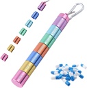 Pill Box organizators, Portable Weekly Pill Box, 7 Diena 1 Reizi dienā Nodalījumi Tablete Organizators Box, Varavīksnes metāla Pill turētājs Ūdensnecaurlaidīgs Pill Case with Keychain For Outdoor Travel Camping Work